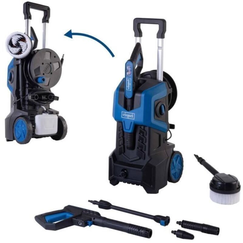 Elektro Hochdruckreiniger SHD180 Scheppach - 2400W | 180bar Maximaldruck | 480L/h | 8m Twist-Hochdruckschlauch | 800ml Reinigungtank | Quick-Connect