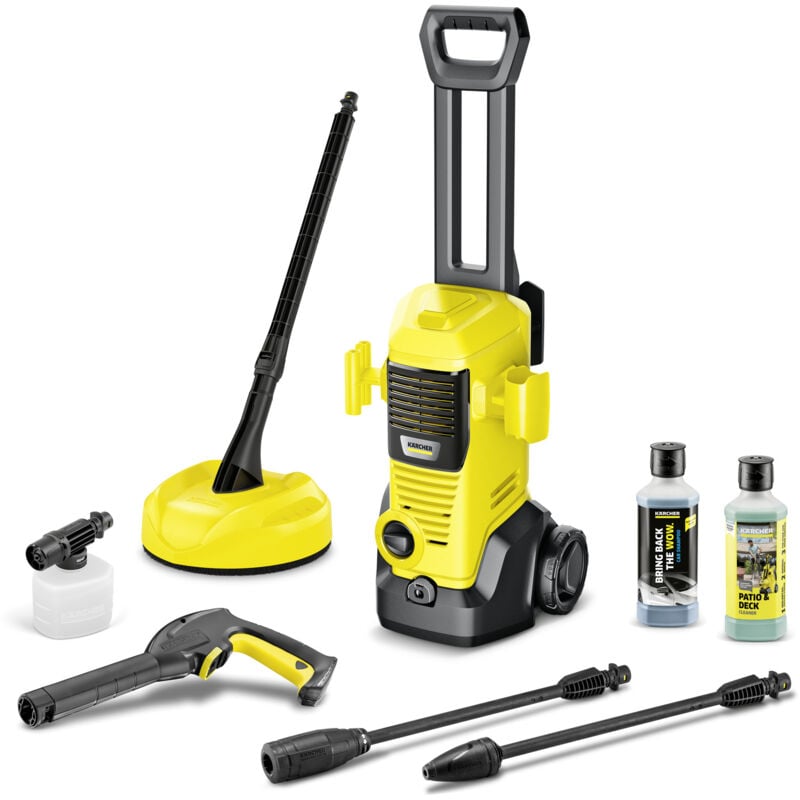 Karcher - Nettoyeur haute pression k 3 fj Home - 120 bars - 380 L/h - canon à mousse, brosse terrasse, détergent pierres 1l, détergent univ 1l