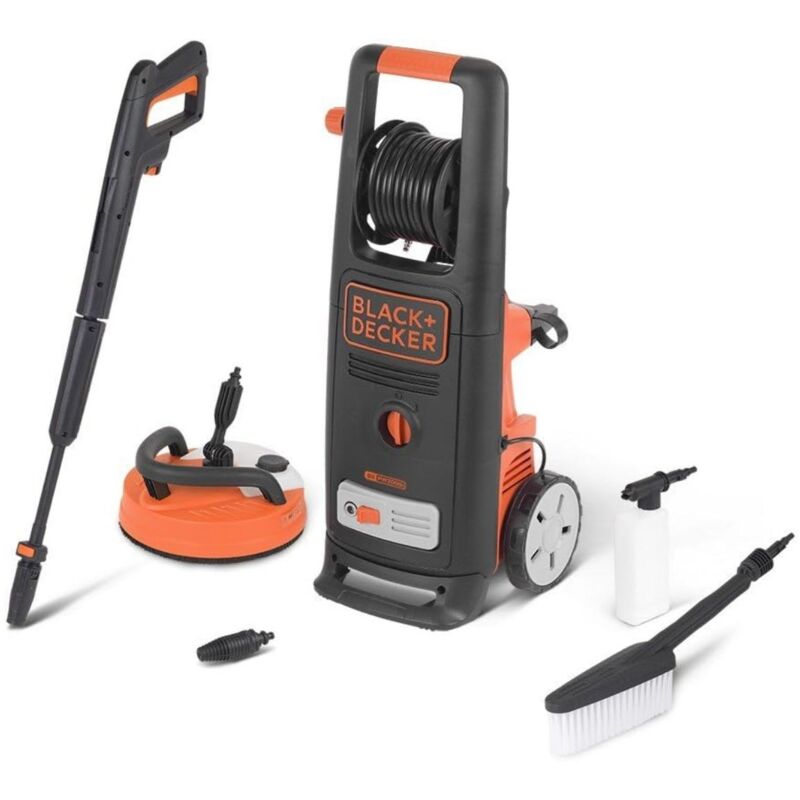 Black+decker - Nettoyeur Haute Pression Black+Decker BXPW2000PE 2000W, Pression 140 bar, Débit 440l/h avec Patio Cleaner Deluxe et Brosse Fixe