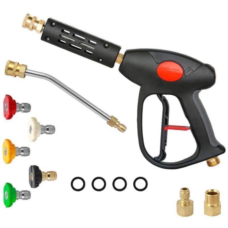 Tonchean - Nettoyeur haute pression M22, 4000PSI, rallonge de poteau de remplacement de 7 pouces avec tête à 5 buses, connexion rapide de 3/8 pouces