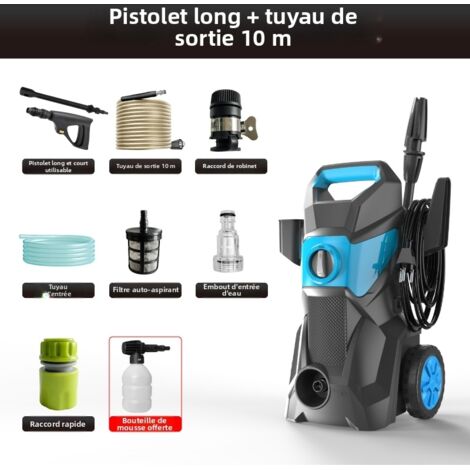 Nettoyeur Haute Pression, Nettoyeur Haute Pression portatile, 1200 W / 150 Bar / 15 L/min, per La Voiture, Maison, Terrasse, Jardin, Vert, Verde