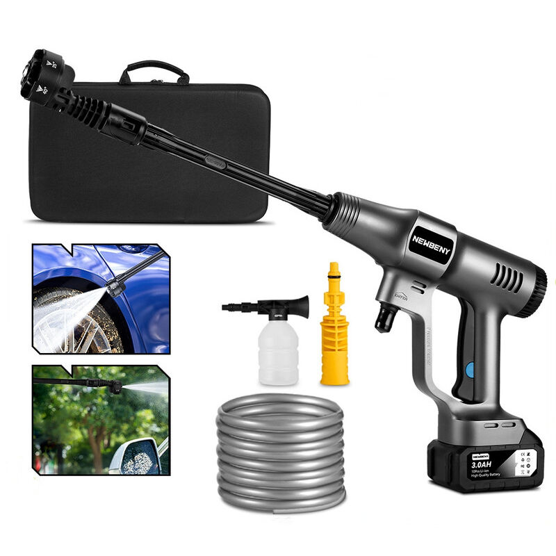 Nettoyeur haute pression portable,Buse 6-en-1,3 vitesses réglables,avec Deux Batterie de 3.0Ah pour Un Nettoyage de terrasse, Jardin, Voiture