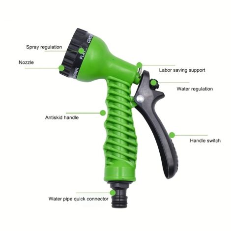 Nettoyeur haute pression pour arroseur de jardin, buse d'arrosage, pistolet à eau domestique vert 7 fonctions-AquaForge
