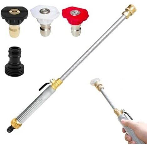 Nettoyeur Haute Pression pour Tuyau d'Arrosage,Buse à Réglable,Rallonge avec Adaptateur Rapide et 3 Buses Jardin, Lavage Auto, vitres, terrasse, Nettoyage extérieur, Gris -