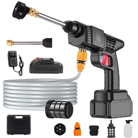 Nettoyeur haute pression sans fil 30 bar, débit max 4 L/min , Buse Multi-Fonctions 6-en-1, Nettoyeur haute pression portable - avec 1 batteries et accessoires