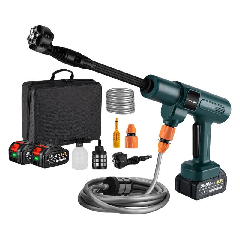 Onevan - Nettoyeur haute pression sans fil 100 bar, débit max 4.1L/min , Buse Multi-Fonctions 6-en-1, Nettoyeur haute pression portable - avec deux