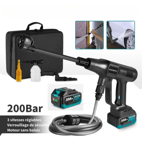 Nettoyeur haute pression sans fil 6 en 1 200 bars, pistolet à eau pour voiture, nettoyeur domestique, pistolet de lavage pour batterie Makita, avec 1 batterie