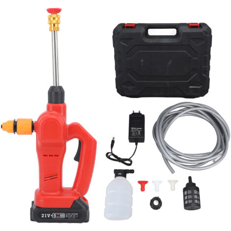 Nettoyeur Haute Pression Sans Fil IPX7 Étanche, Batterie Portable avec Buse Rotative 180° pour Voiture, Terrasse, Clôture - Prise UE 100-240V