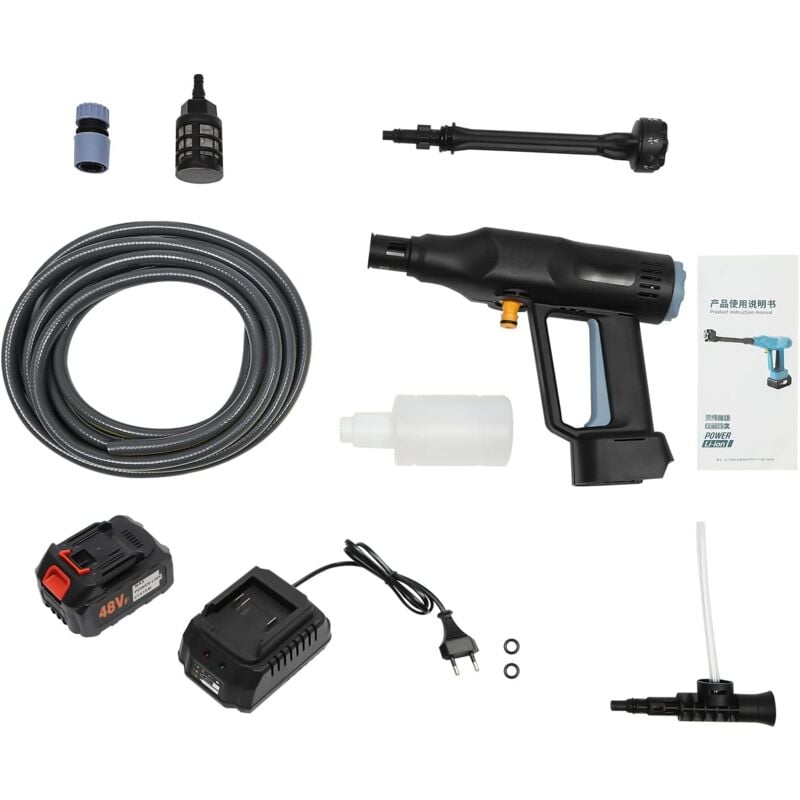Gojoy - Nettoyeur haute pression sans fil, nettoyeur haute pression portable Max 50Bar avec buse 6 en 1 et batterie 15000mha pour voiture/clôture /