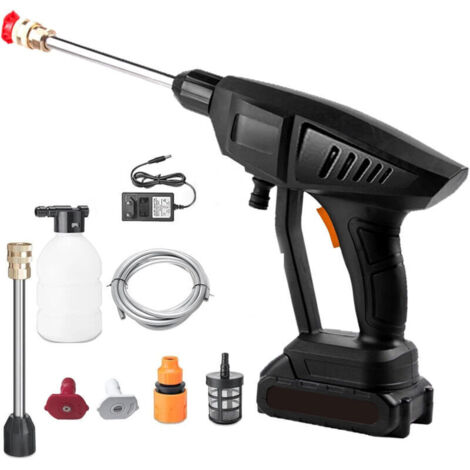 Nettoyeur haute pression sans fil, pistolet à eau 60 bar, sur batterie, avec chargeur et tuyau 5m. Pour voiture, maison, modèle sans balais.