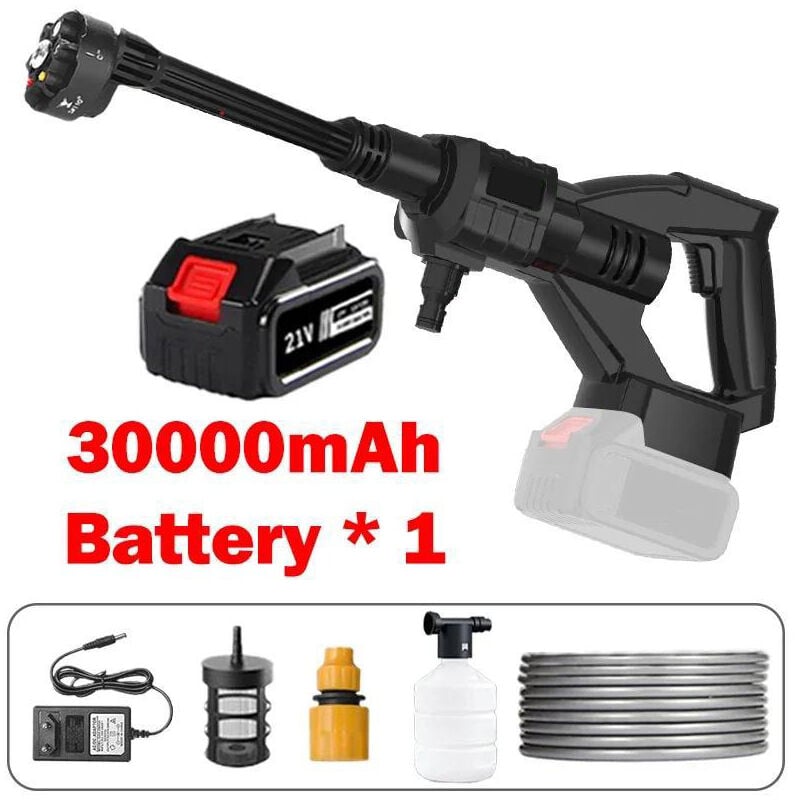 Ranipobo - Nettoyeur haute pression sans fil, pistolet a eau Portable pour lavage de voiture, pour makita 18v 80bar +1batterie 30000mAh
