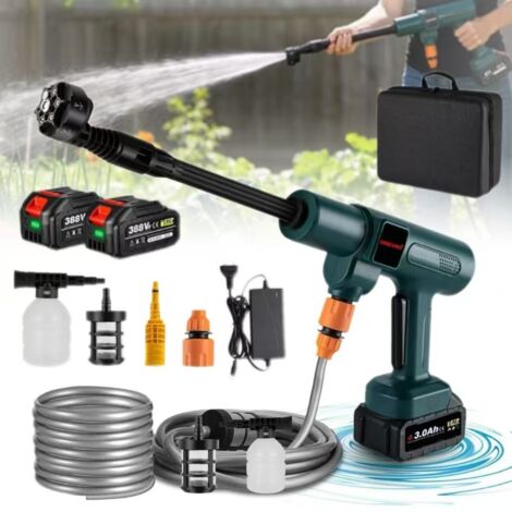 Nettoyeur haute pression sans fil, pistolet de pulvérisation électrique 6 en 1, outil d'arrosage de jardin, 200 bars,4,1 L/min, comprend 2 batteries.