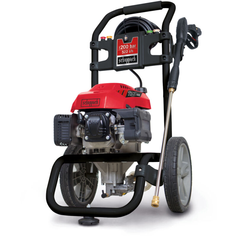 Benzin Hochdruckreiniger HCP2600 Scheppach - 4,4PS | 200bar Druck | 5 Düsenaufsätze | 7,5m Hochdruckschlauch