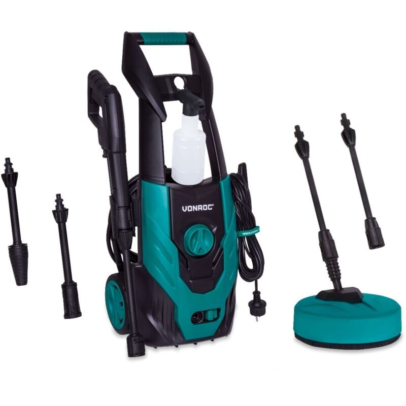 Vonroc - Nettoyeur haute pression V14-2 – 1400W – 110 bar - Nettoyeur de terrasse, tuyau de 4m, lances, buses et accessoires inclus