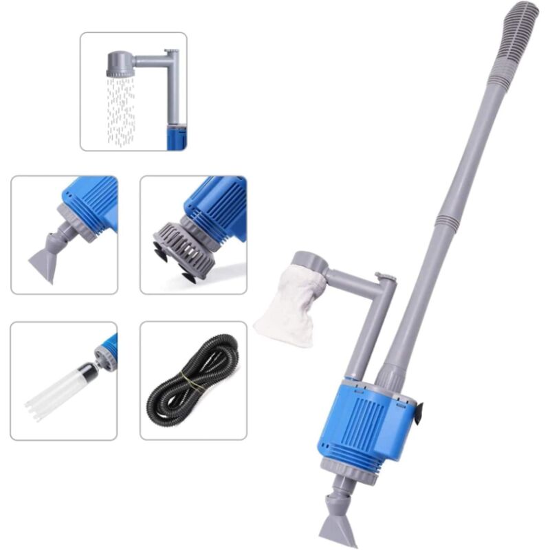Nettoyeur électrique pour Aquarium, avec changeur d'eau Laveur de Sable Nettoyage des débris Filtre à Eau Douche à Eau débit d'eau 5 en 1 Kit de