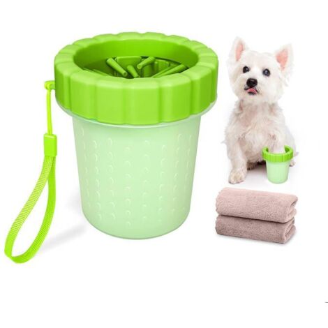 Nettoyeur Pattes pour Chien - QianRuiDa - Moyen - Vert - Tête en Silicone Souple - Élimine Saleté et Boue