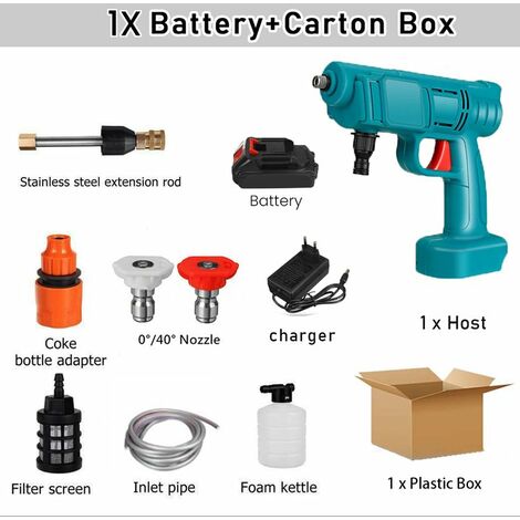 Nettoyeur sans fil haute pression pistolet a eau ,9000mAh generateur de mousse machine a laver machine outil de nettoyage de voiture a la maison