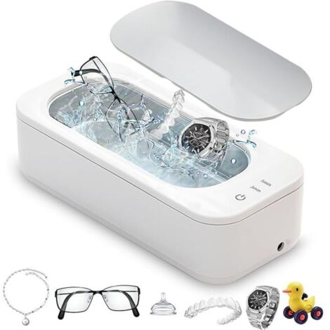 Nettoyeur ultrasonique 47000 Hz, nettoyeur ultrasonique pour le nettoyage de lunettes, prothèses dentaires, bijoux, bagues, pièces de monnaie, collier