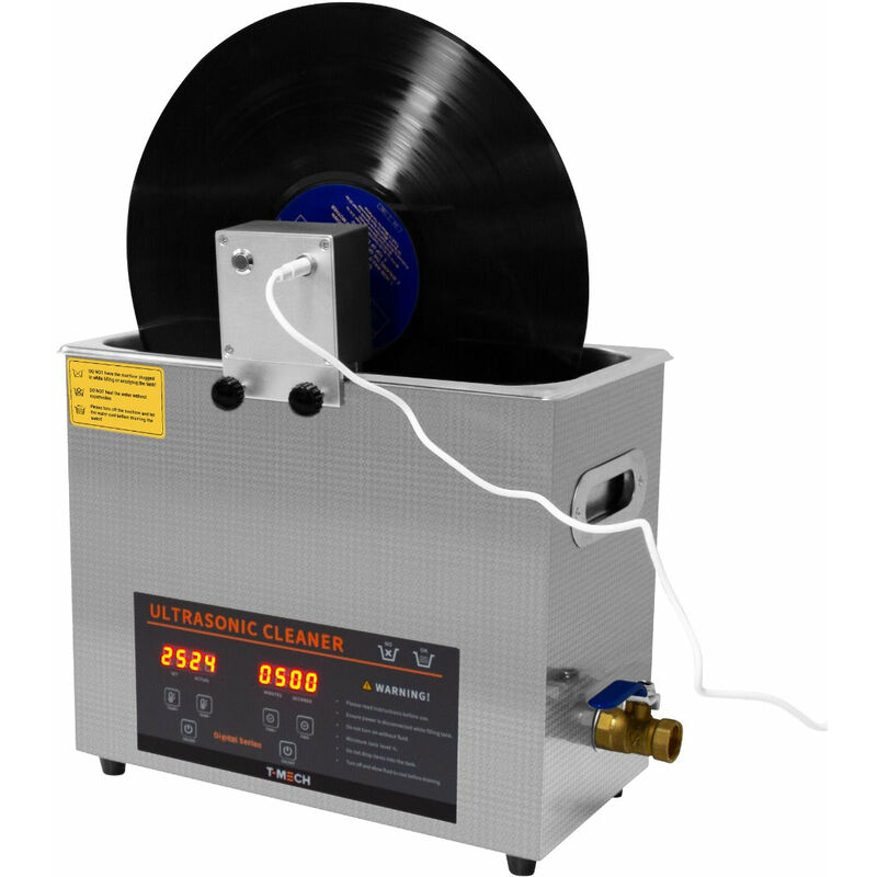 Nettoyeur Ultrasonique Nettoyage à Ultrasons 6L & Adaptateur Lavage Vinyle 33,45,78 tours - Bijoux Lunettes Outils - 240V Température 0 à 80°C