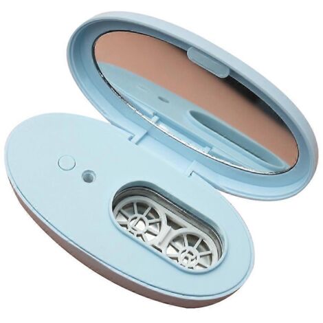 Nettoyeur ultrasonique pour étuis à lentilles de contact, récipient de nettoyage des larmes, bleu--