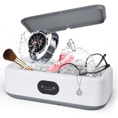 Nettoyeur Ultrasons 640ML, 49KHz Ultrasonic Low Noise Cleaner, avec 3 Minuteries Numériques, pour Bijoux, Dentier, Montres, Lunettes, Tête de Rasoir