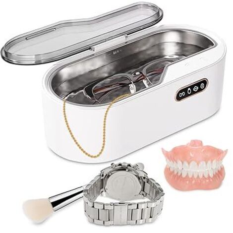 Nettoyeur Ultrasons, Bac Ultrasons 450 ml 45 KHz, Ultrasonic Cleaner avec 5 Modes de Nettoyage, Fonction Tactile, pour Nettoyer les Bijoux, Montres, Lunettes, Ustensiles et Dentiers, etc.