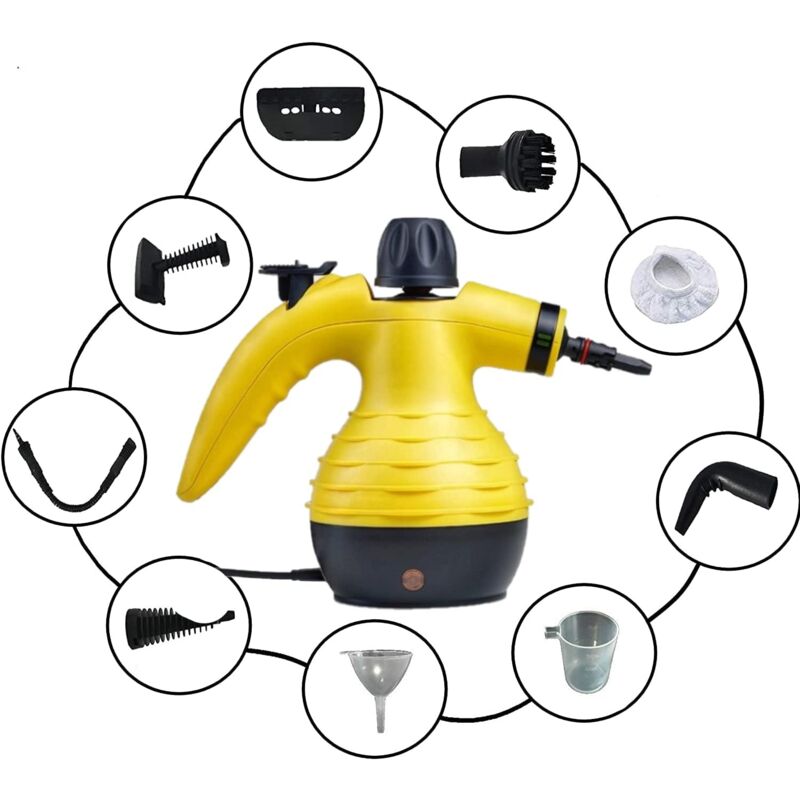 Treetalk - Nettoyeur vapeur, 9 accessoires, manuel, portable, puissant et polyvalent pour intérieur de voiture, maison, cuisine, tapis, verre, canapé