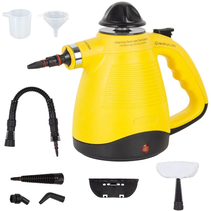 Nettoyeur Vapeur à Main avec 8 Accessoires, Nettoyeur Vapeur Portable Polyvalent 3,5 bars avec 450 ml Réservoir d'eau, pour Vitre, Sols, Tapis,