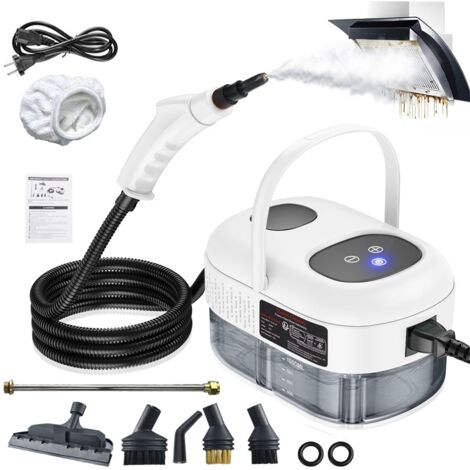 Nettoyeur vapeur haute pression 2500W avec têtes de brosse, réservoir d'eau de 1L, 6 vitesses, pour le nettoyage de la voiture, de la cuisine, etc.