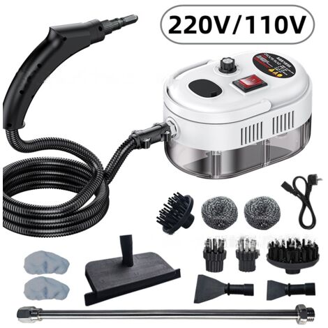 Nettoyeur vapeur haute pression portable haute température 1 500 W pour joints, carrelage, voiture, cuisine et salle de bain (ensemble de luxe 13 pièces) - Blanc