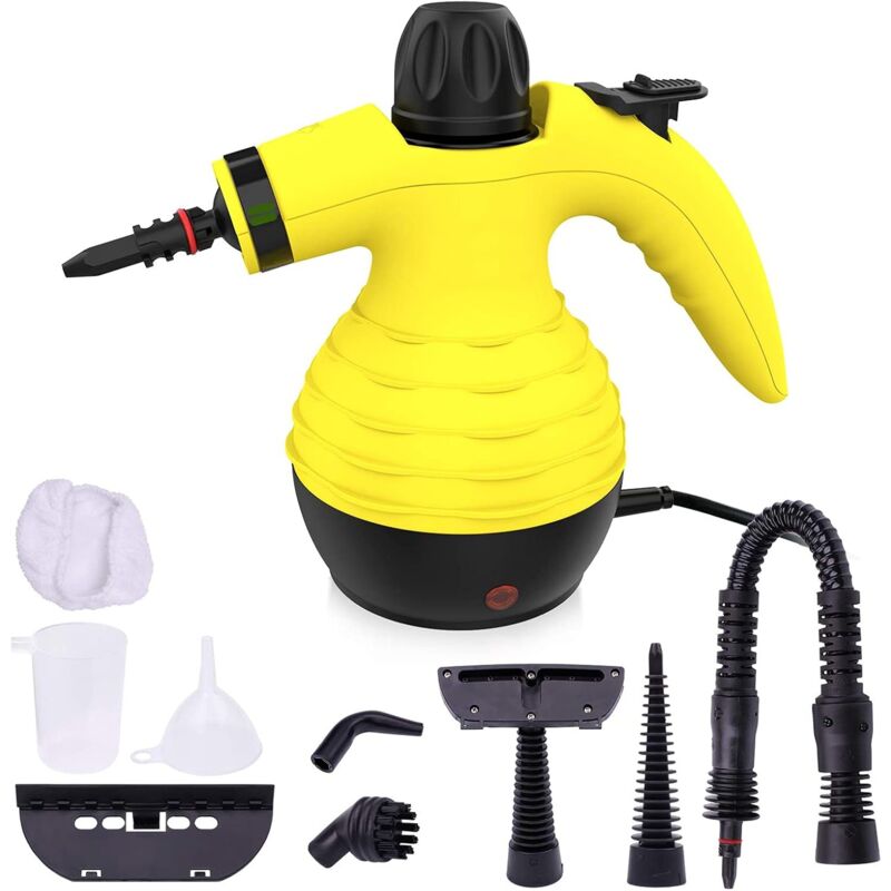 Langray - Nettoyeur Vapeur à Main, Portatifs Vapeur à Nettoyeur avec 9 Accessoires, Réservoir d'eau 350 ml Pour Eliminer Les Taches de Sièges D'auto,