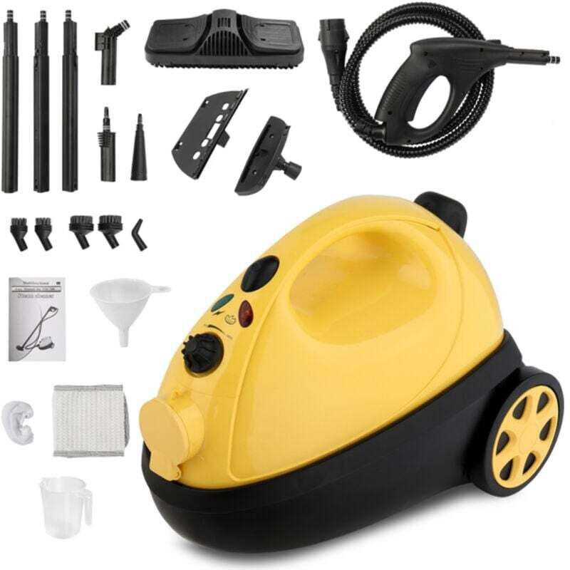 Nettoyeur vapeur multifonction VSC28B avec 19 accessoires, réservoir 1.2L, balai vapeur portable 1500W jaune