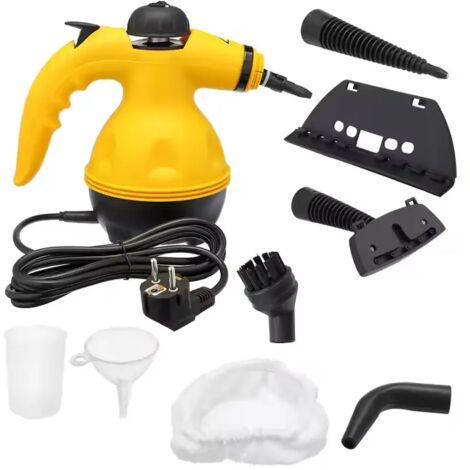 Nettoyeur vapeur portable - Nombreux accessoires - Puissant - Nettoie tous types de surfaces à la vapeur - Idéal pour la maison, la voiture et plus encore. Prise européenne standard.
