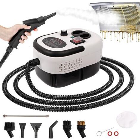 Nettoyeur vapeur portatif 2500 W avec réservoir d'eau de 1,2 l, 9 accessoires, 6 niveaux réglables, nettoyeur vapeur portable pour tout, fenêtres, voitures
