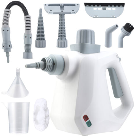 Nettoyeur vapeur portatif, nettoyeur vapeur multifonction sous pression avec 9 accessoires et verrouillage de sécurité pour usage domestique, sols, détails automobiles, joints et carrelage (blanc)