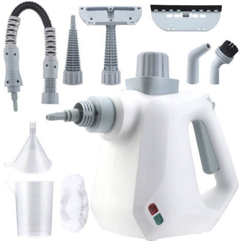 Nettoyeur vapeur portatif, nettoyeur vapeur multifonction sous pression avec 9 accessoires et verrouillage de sécurité pour usage domestique, sols, détails automobiles, joints et carrelage (blanc)