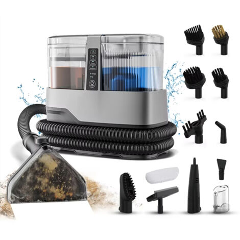 Nettoyeur vapeur pour tapis 1800 W, nettoyage domestique, 17 kPa, détachant, plusieurs buses, convient au nettoyage des meubles et des animaux domestiques.