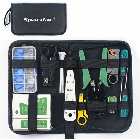 Network Tool Set, 13 in 1 Professional Network Repair Tool with Wire Stripper, LAN Cable Tester, for Home, Factory and Computer Maintenance