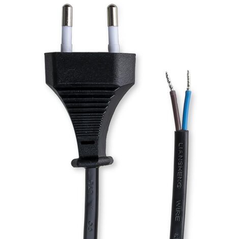 Netzkabel schwarz, 2-adrig, mit Eurostecker, 150 cm, offene Kabelenden