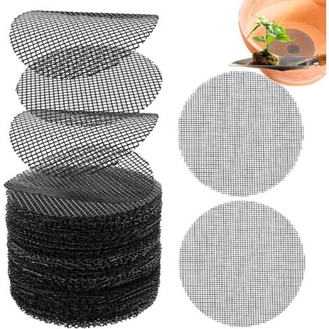 Netzmatten für Blumentöpfe, 100 Stück Bonsai-Drainagegitter, 10 cm Matte für runde Blumentöpfe, Kunststoff-Gartenmatte für Bonsai-Pflanzgefäße, Blumentöpfe oder Pflanzgefäße