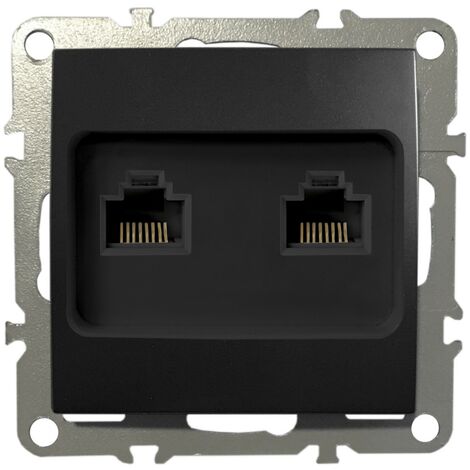 Netzwerkdose CAT 5 LAN RJ45 2x Port Anschlussdose Unterputz Schwarz Matt