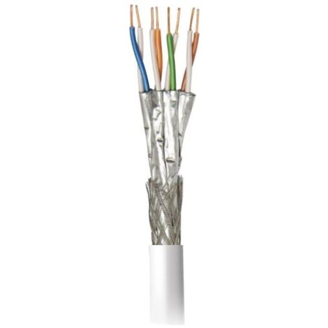 Netzwerkkabel Spule 500 Meter S/ftp CAT 7 10Gbps Dk7000 Cu Lszh Cca White 219102