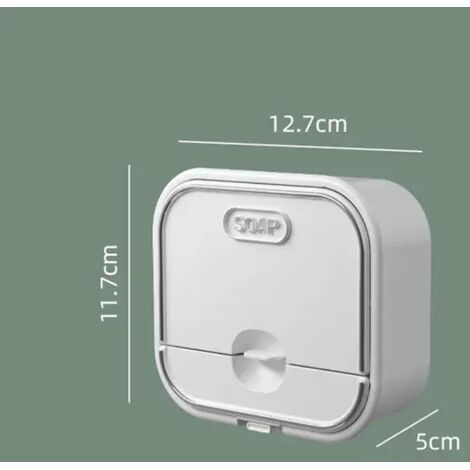 NEU: Wandmontierte, bohrfreie Seifenschale mit Deckel, Abtropfbehälter, Seifenhalter, Badezimmeraccessoires, selbstklebende Aufbewahrungsbox, weiß