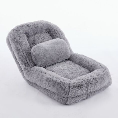 [Neuankömmlinge] [Video bereitgestellt] Menschenhundebett, faules Sofa,5-stufiges verstellbares,Gaming-Stuhl auf Boden,Wohnzimmer, geeignet für Gaming,Meditation, Entspannung, Plüschstoff,Hellgrau