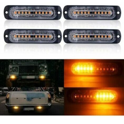 Neue 4D-Lichtleiste mit 4 blinkenden Lichtbalken und 10 orangefarbenen LEDs, automatisches Blinken, 12V/24V, Sicherheitsbeleuchtung.