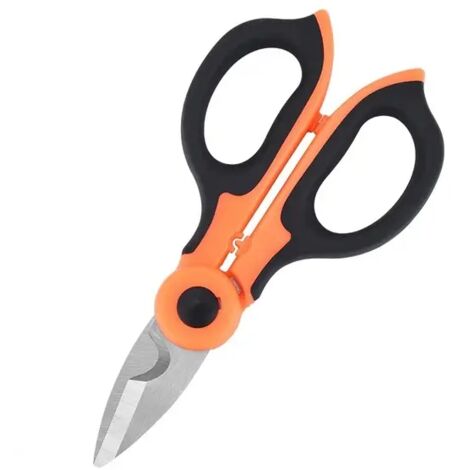Neue Schere aus hochkohlenstoffhaltigem Stahl. Haushaltsschere. Werkzeug. Elektrikerschere. Abisolier- und Schneidwerkzeug für Stoff, Papier und Kabel. 1 Stück ohne Griff.