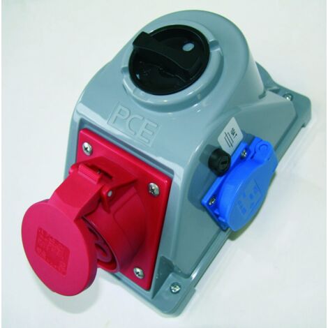 Neue Steckdosenserie mit Schalter "Combo-Pol" 32A 400V 3P+Z+N, Steckdose 2x230V, Schalter 0-1