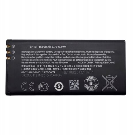 NEUER AKKU BP-5T PASST FÜR NOKIA LUMIA 820 1650 mAh