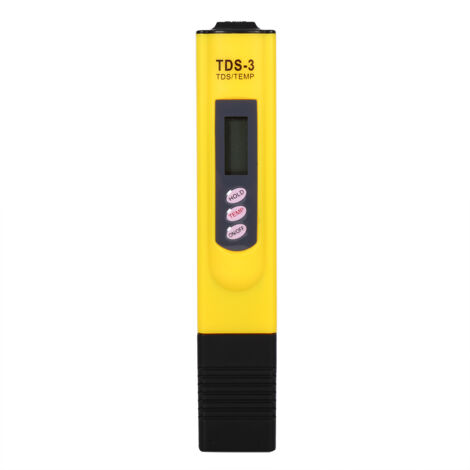 Neuer LCD-Wasserqualitätsprüfstift, Reinheitsfiltertester, TDS-Messgerät (0–9999 ppm), Temperaturanzeige, gelb
