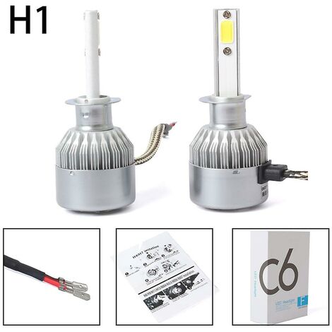 WOOSIEN Neues 2-teiliges C6-LED-Autoscheinwerfer-Kit Cob H1 36 W 7600 lm weiße Glühbirnen